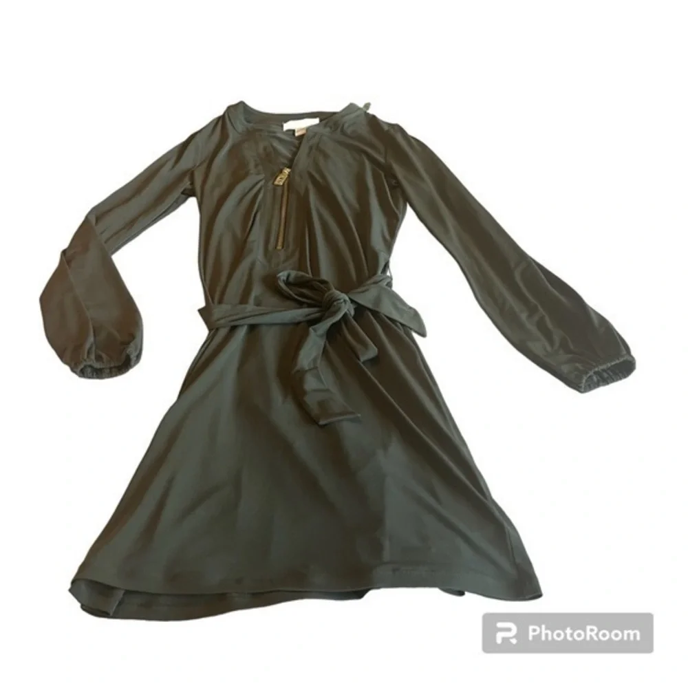 Michael Michael Kors Olive Green Belted Zip Front Dress Size XS